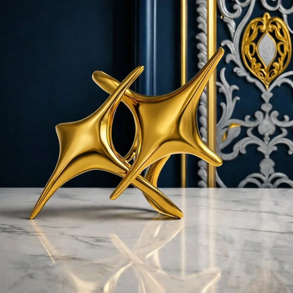 18K Gold Plated Stainless Steel Celestial Starburst Sculptural Adjustable Ring - Picture 15 of 15
